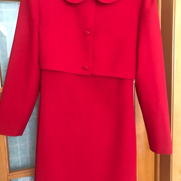 Red dress with jacket custom made size S as new zipper in back - Picture 1 of 5